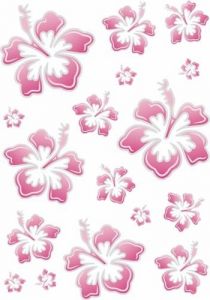 Hibiscus roze sticker 20x30