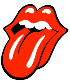 Rolling Stones sticker rood/wit 10cm